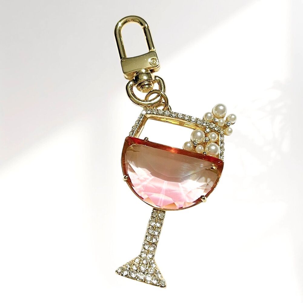 True to Form Wine Glass Purse Charm Clip On Rose All Day Pink Champagne Cocktail
